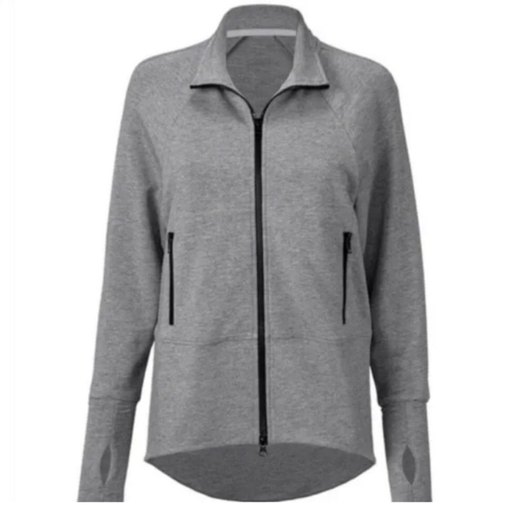 CAbi Heather Gray Zip-Up Sweater